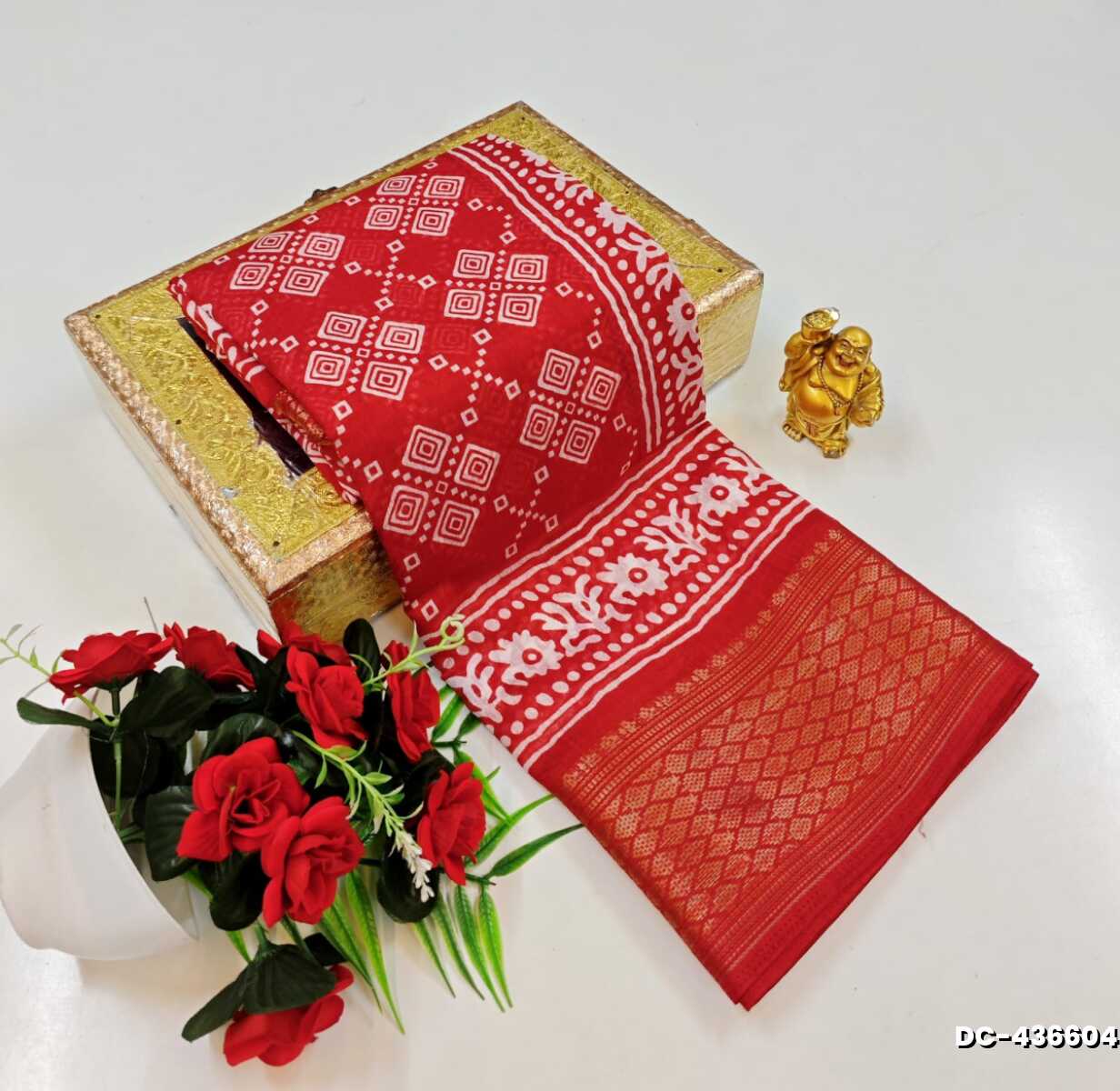 Heritage Soft Cotton Saree with Silver Copper Zari and Contrast Borders